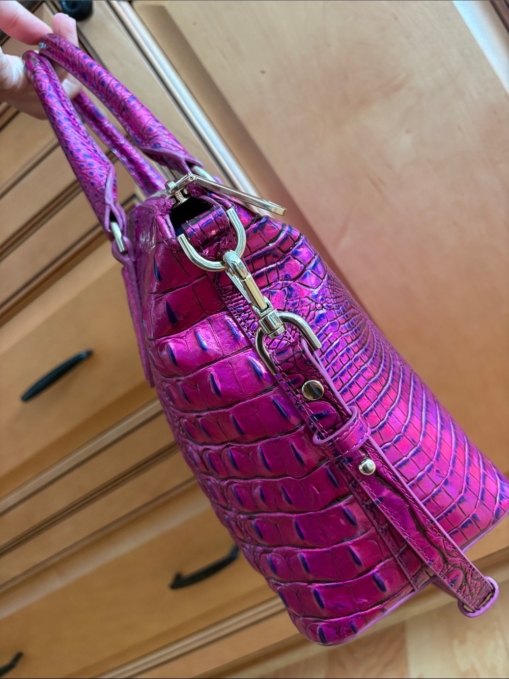 Brahmin duxbury voltage violet satchel Melbourne shoulder bag croc leather rare - Picture 5 of 17